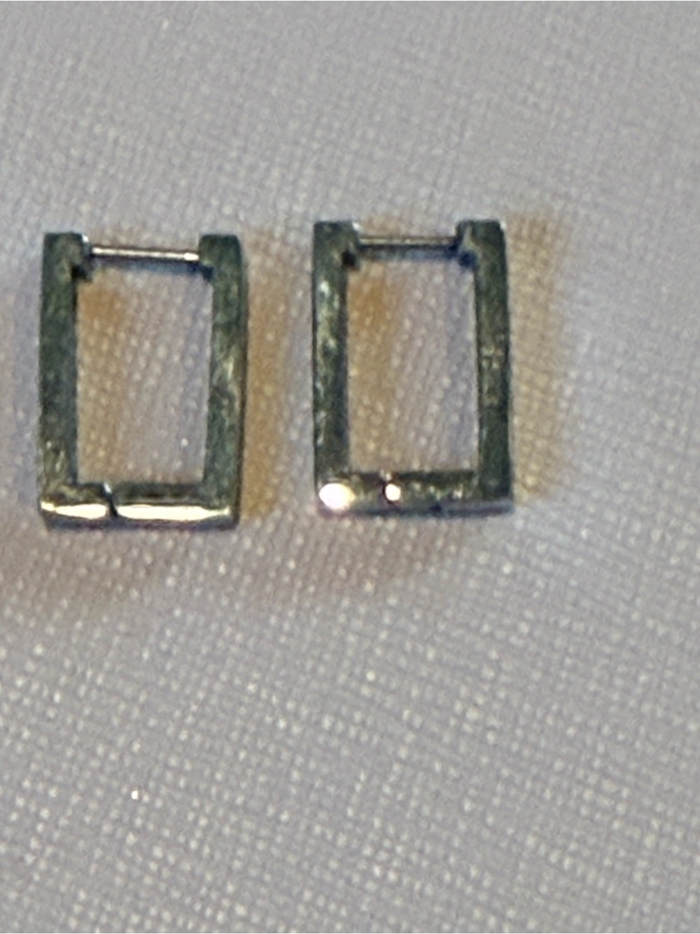 Minimalist Rectangular Hoop Silver Earrings